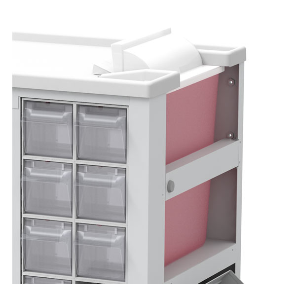 5 Drawer phlebotomy cart, all choice of color, key gate lock bar locks only the top 4 drawers